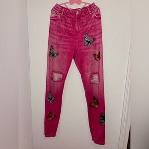 Pink Butterfly Print girls leggings